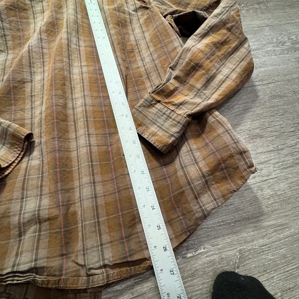 Banana Republic Shirt Mens S Brown Plaid Cotton Classic Fit Garment Dye Casual